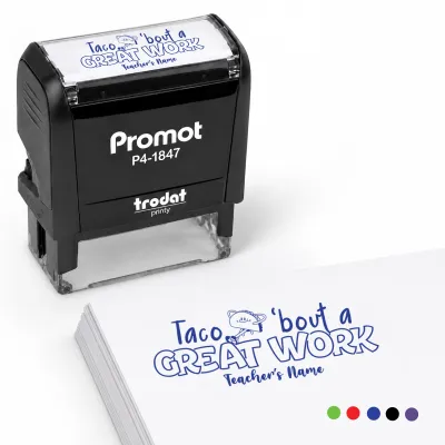 Teacher Custom Rubber Stamp "Taco Bout Some Great Work" - Medium