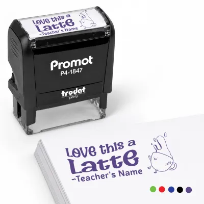 Teacher Custom Rubber Stamp "Love This a Latte" - Medium