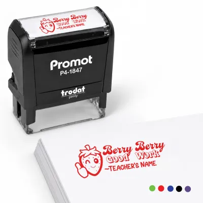 Teacher Custom Rubber Stamp "Berry Berry Good Work" - Medium