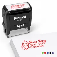 Teacher Custom Rubber Stamp "Berry Berry Good Work" - Medium