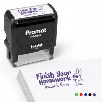 Teacher Custom Rubber Stamp "Finish Your Homework" - Medium