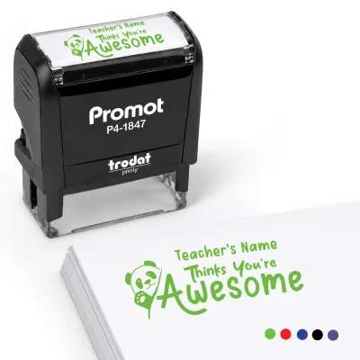 Teacher Custom Rubber Stamp "Thinks You're Awesome" - Medium