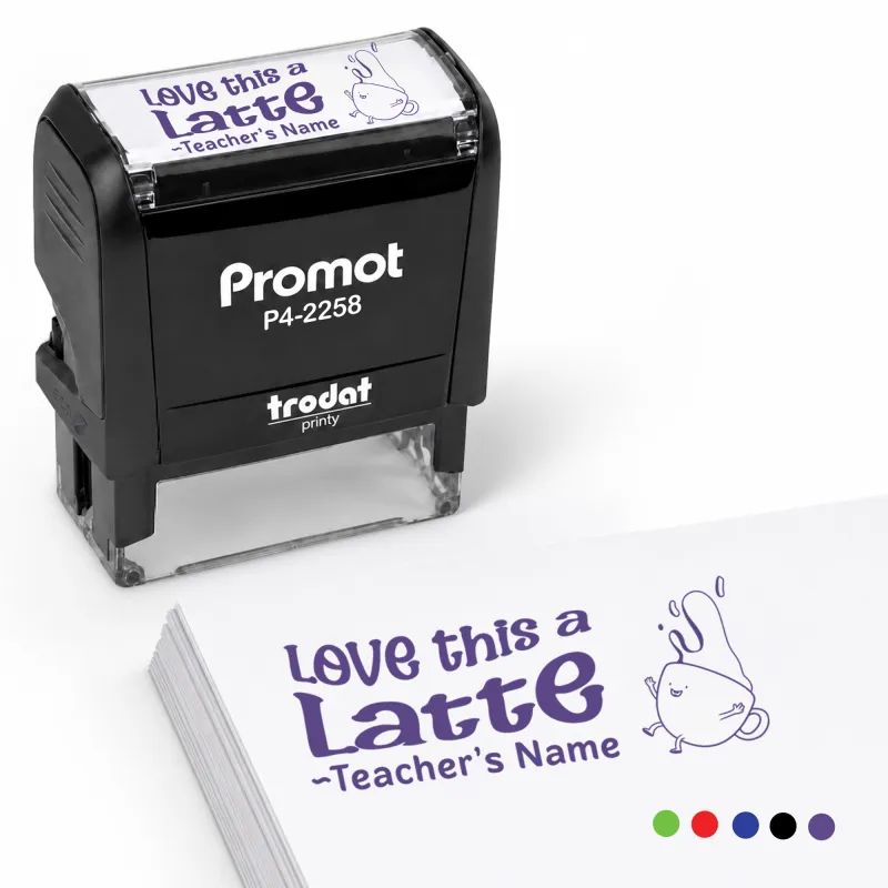 Teacher Custom Rubber Stamp "Love This a Latte" - Large