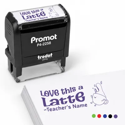Teacher Custom Rubber Stamp "Love This a Latte" - Large
