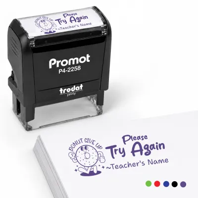 Teacher Custom Rubber Stamp "Please Try Again" - Large