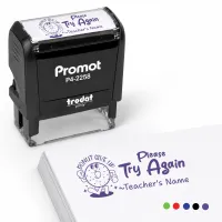Teacher Custom Rubber Stamp "Please Try Again" - Large