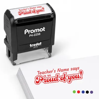 Teacher Custom Rubber Stamp "Proud of You" - Large