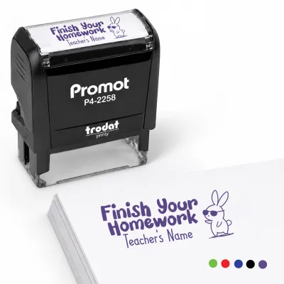 Teacher Custom Rubber Stamp "Finish Your Homework" - Large