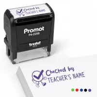 Teacher Custom Rubber Stamp "Checked By" - Large