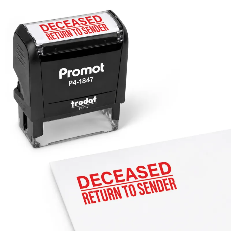 Deceased - Return to Sender Stamp