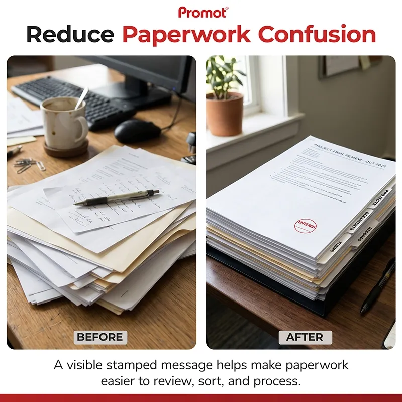 Self-Inking Round ENTERED Stamp – Red Ink Office Stamp