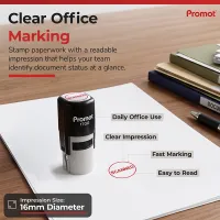 Self-Inking Round SCANNED Stamp – Red Ink Office Stamp