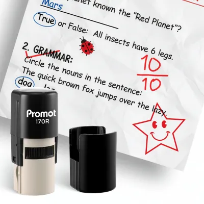 Smiley Star Self-Inking Teacher Stamp Round Stamp - Symbol