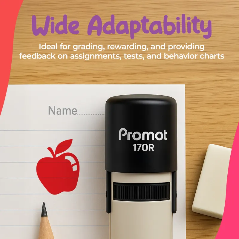 Apple Red Self-Inking Teacher Stamp Round Stamp - Symbol