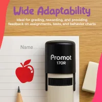 Apple Red Self-Inking Teacher Stamp Round Stamp - Symbol