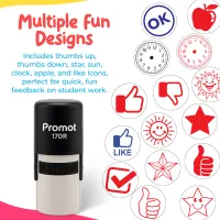 Apple Red Self-Inking Teacher Stamp Round Stamp - Symbol