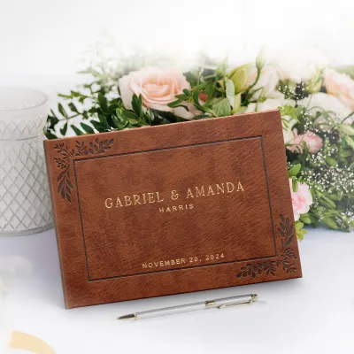 Custom Wedding Guestbook - Brown