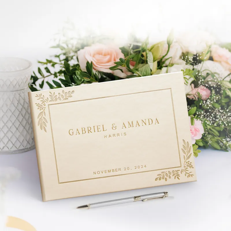 Custom Wedding Guest Book – Personalized – Gold