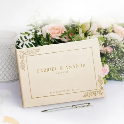 Custom Wedding Guest Book - Gold