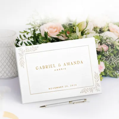 Custom Wedding Guest Book - White