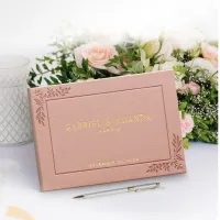 Custom Wedding Guest Book – Personalized – Rose Gold