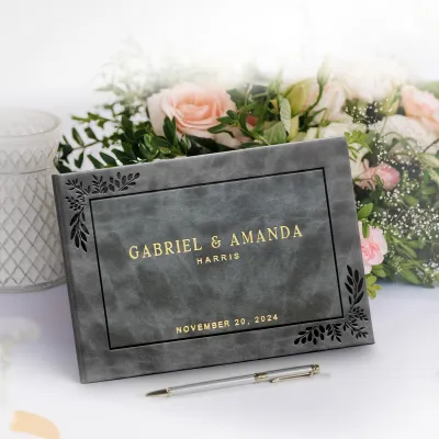 Custom Wedding Guest Book - Charcoal