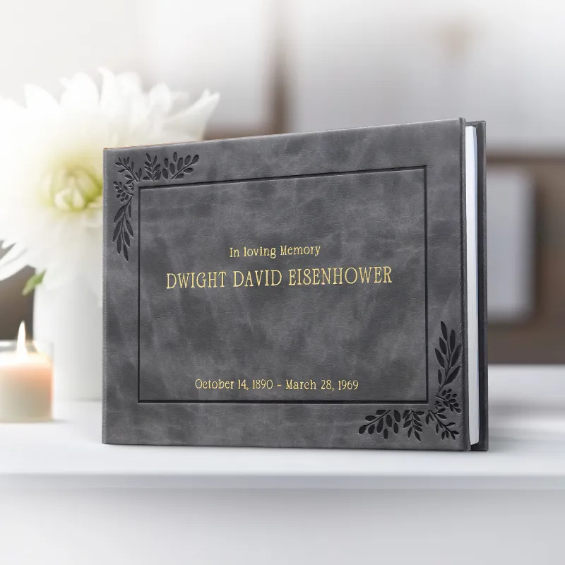 Personalized Funeral Guest Book - Charcoal