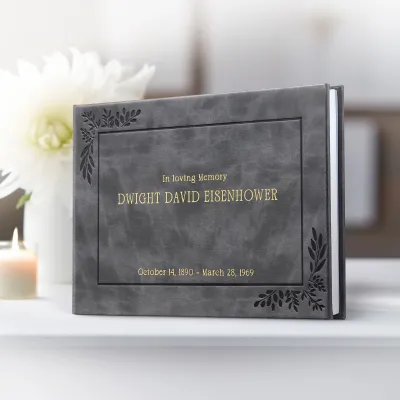 Personalized Funeral Guest Book - Charcoal