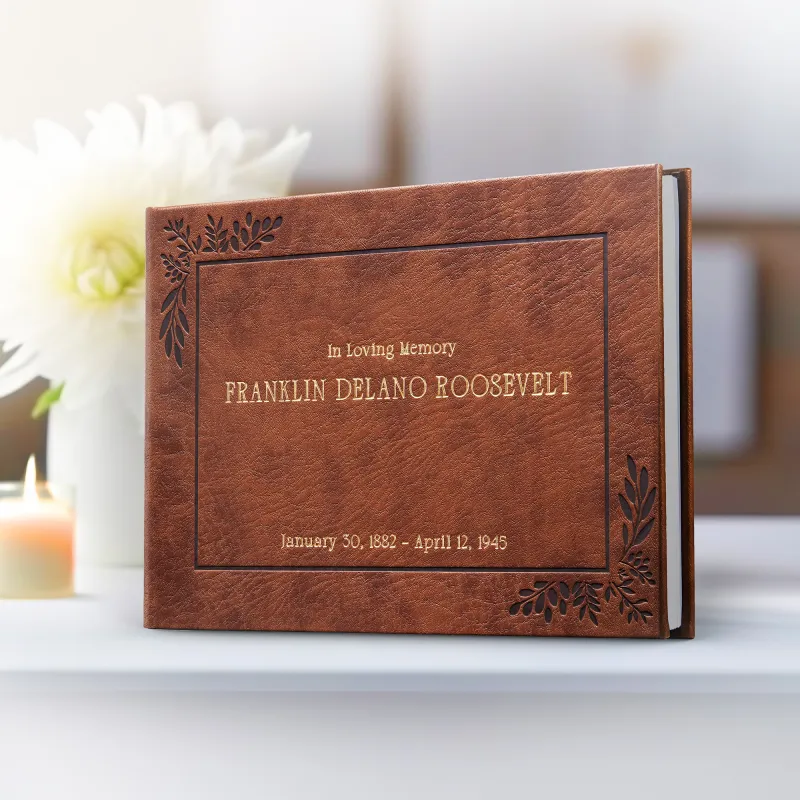 Personalized Funeral Guest Book - Brown
