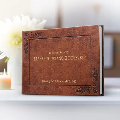 Personalized Funeral Guest Book - Brown