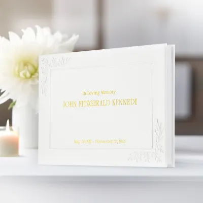 Personalized Funeral Guest Book - White