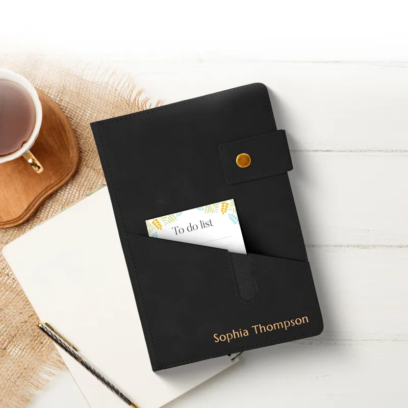 Custom Notebook with Pocket - Black