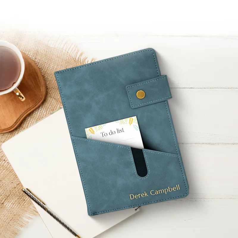 Custom Notebook with Pocket - Storm Blue