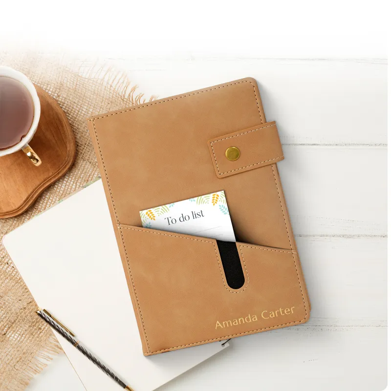 Custom Notebook with Pocket - Tan