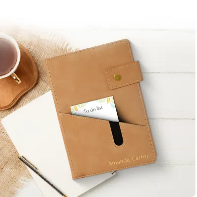 Custom Notebook with Pocket - Tan