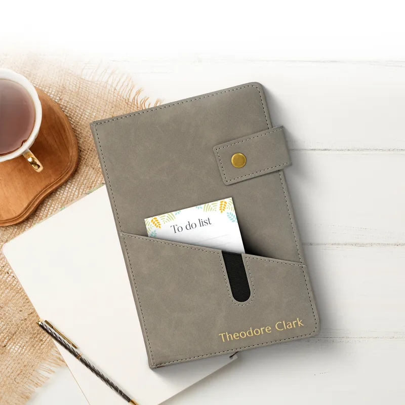 Custom Notebook with Pocket - Grey