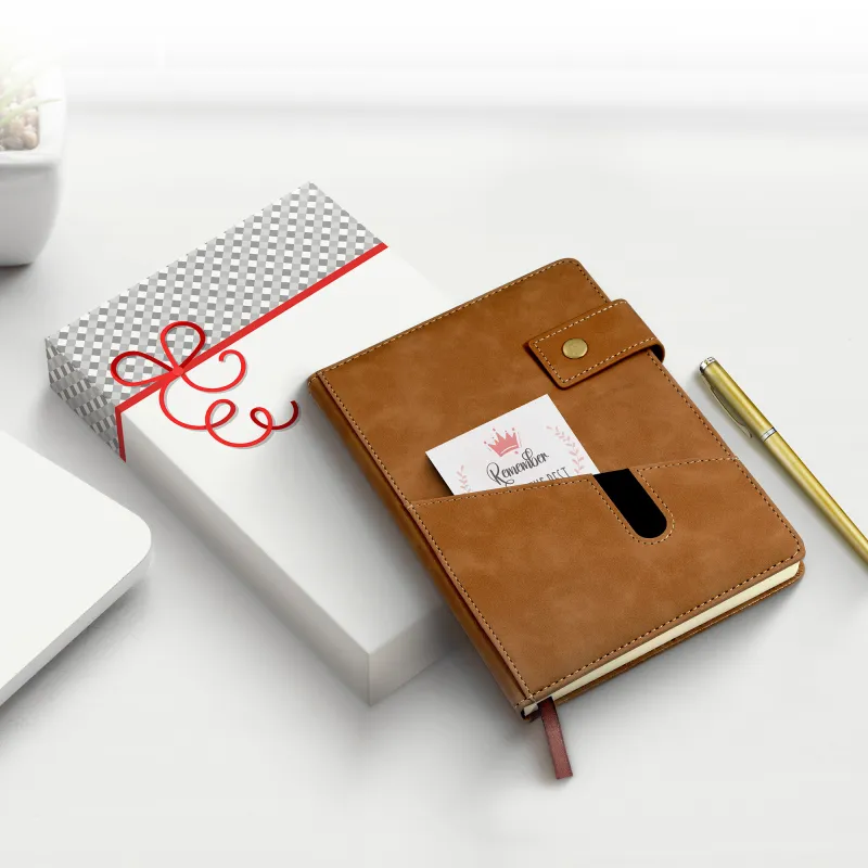 Notebook with Pocket and Pen - Brown