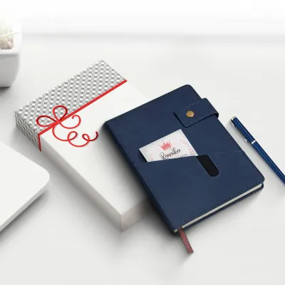 Notebook with Pocket and Pen - Blue