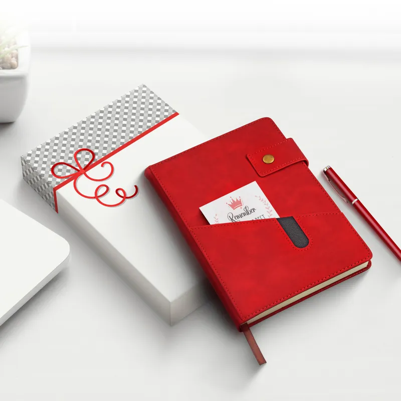 Notebook with Pocket and Pen - Red