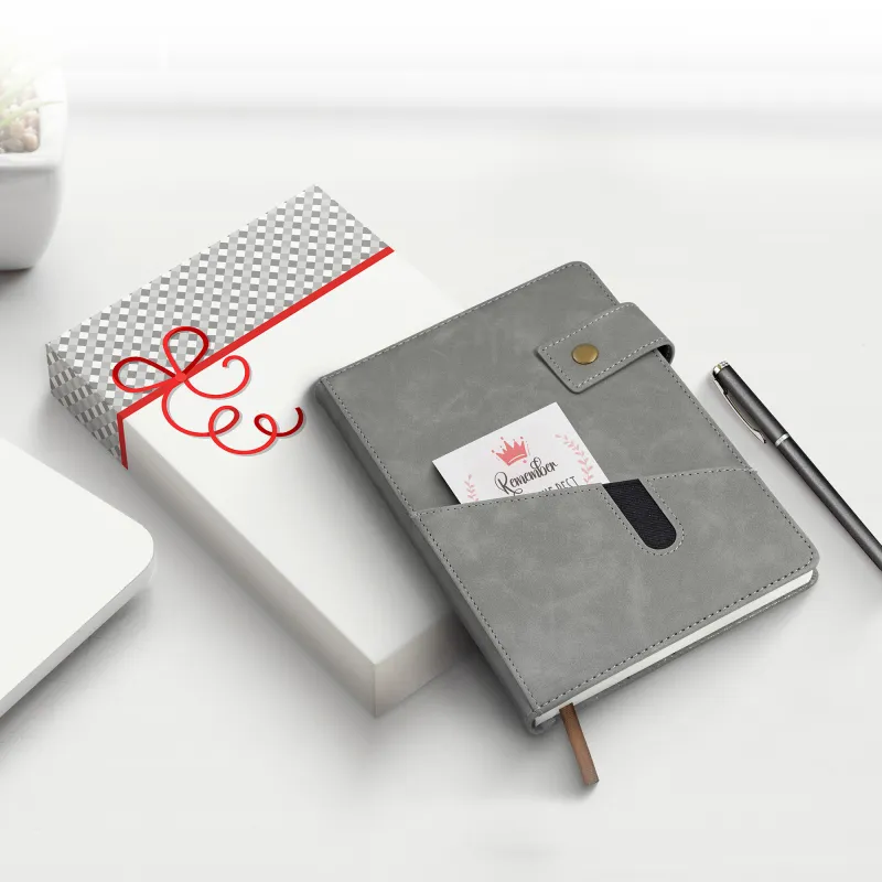 Notebook with Pocket and Pen - Grey