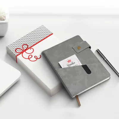 Notebook with Pocket and Pen - Grey