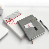 Notebook with Pocket and Pen - Grey
