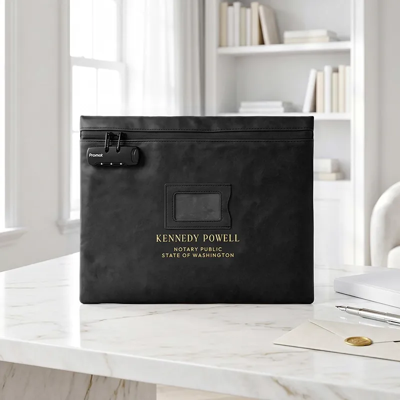 Notary Bag — Lockable Notary Public Bag for Stamps, Journal & Documents (Black)