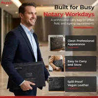 Notary Bag — Lockable Notary Public Bag for Stamps, Journal & Documents (Black)