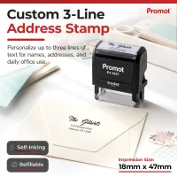 Personalized 3-line Address Stamp with self-inking and refillable features for everyday use